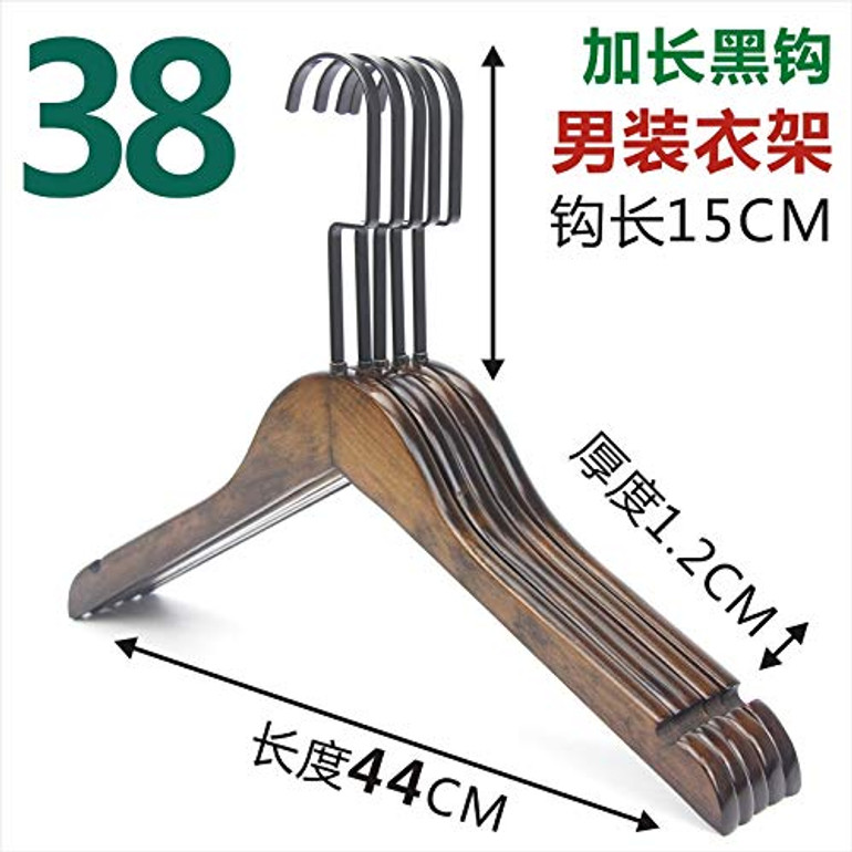 Kexinfan Hanger Solid Wood Hanger Men'S Women'S Children Wooden Clothing Hanging Adult Clothing Support Hanger Hanger Pants Clip, 10, 38 Men'S 15Cm Black Flat Hook Ordinary Hanger