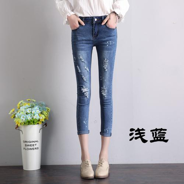 2018 new design popular nice woman Jeans women's cute broken torn ripped Jeans boyfriends girl slim stretch denim pants femme
