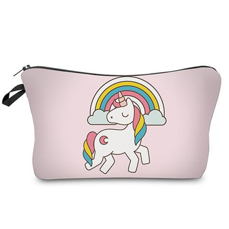 DAOXI Cosmetic Bags 3D Printing Unicorn Rainbow Women Makeup Organizer for Travelling With zipper 10052
