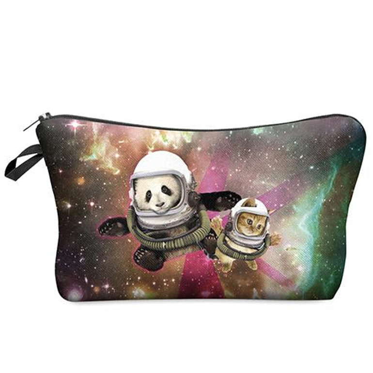 DAOXI Cosmetic Bags 3D Printed Panda and Cat Polyester Women Makeup Organizer for Travel Necessary 10024