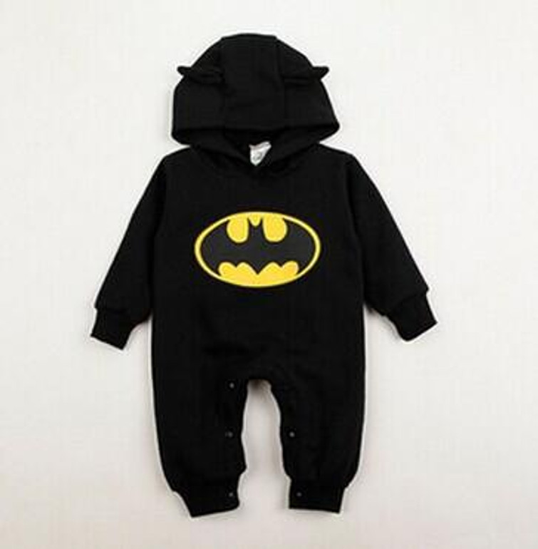 Pudcoco Winter Newborn Baby Boy Girls 2017 Sweater Batman Hoodies Romper Jumpsuit Gray or Black Hooded Autumn Warm 0-24M SS