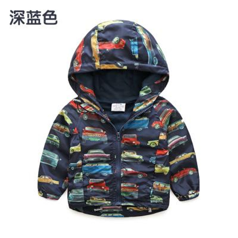Baby Boy Clothes 2017 Cartoon Car Boys Jacket Hooded Zipper Long Sleeve Autumn Jacket Coat Kids Clothes B0013