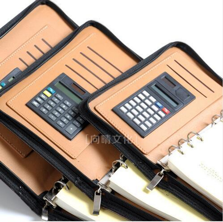 b5 a5 a6 leather zipper business conference travel day notebook agenda planner daily menos organizer handbag ring binderW041