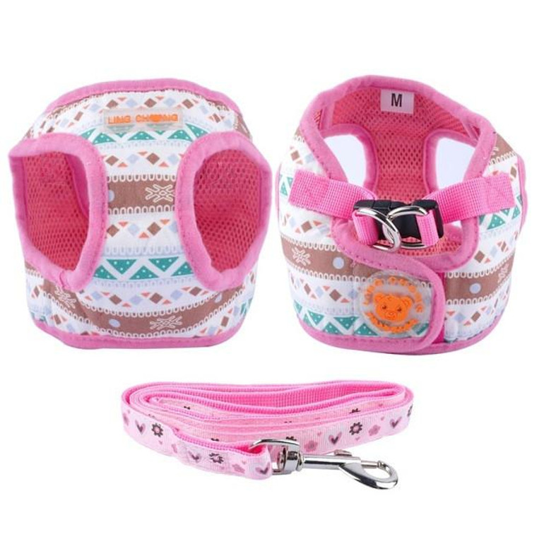 Puppy Dog Harness and Walking Leads Set Strip Style 4 Sizes 6 Colors