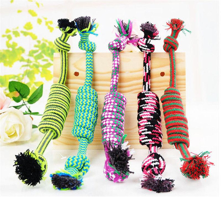 Puppy Dog Pet Toy Cotton Braided Bone Rope Chew Knot Random Color New