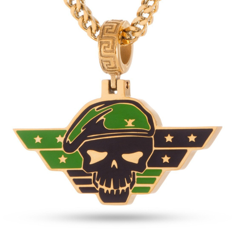 Suicide Squad x KING ICE - Stainless Steel Rick Flag Necklace (Gold)
