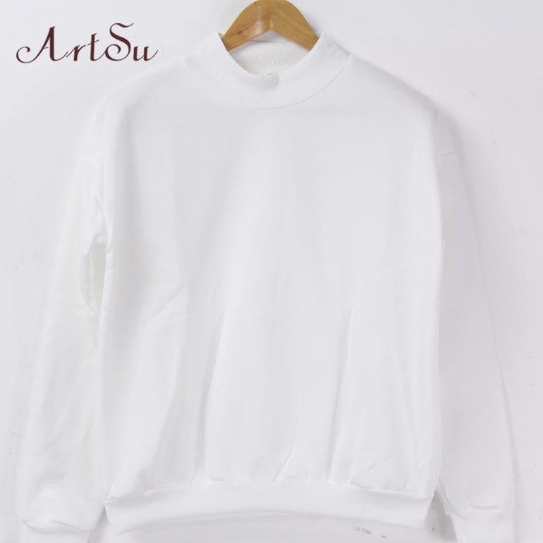 ArtSu New 2017 Autumn Fashion Pullovers Solid Casual Sweatshirts Long Sleeve Brief Women Sweatshirts Cute Hoodies EPHO80130