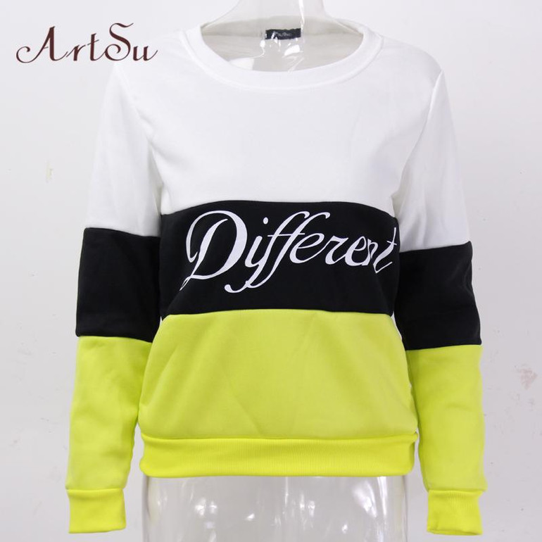 ArtSu 2017 Women's Casual Sweatshirt Autumn And Winter Women Fleeve Hoodies Printed Letters Different Hoody Sudaderas EPHO80027