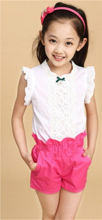 Baby Girls Clothes New Summer Fashion Girl Lace Shirt + Shorts Suit Is Suitable For Kids Child Clothing 5 To 13 Years Old