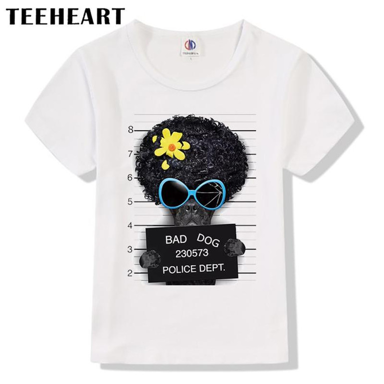 Spring Autumn Cartoon Bad Dog Boys Short Sleeve t shirt Kids Clothes T-Shirts Children Baby Girls Clothing