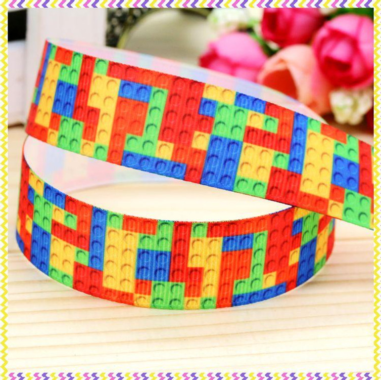 7/8'' Free shipping block printed grosgrain ribbon hairbow headwear party decoration diy wholesale OEM 22mm D282