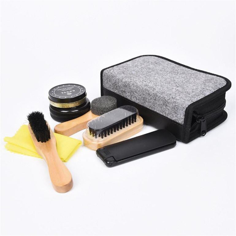 7 Pcs / Set Shoe Brush Professional Shoe Care Tool Kit High Grade Neutral Shoes Shine Polish Cleaning Smooth Wooden Brushes Set