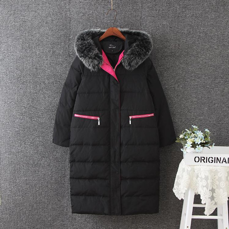 5XL Women Winter Coat Jacket Long Parkas Natural Fox Fur Hooded Outwear Female Snow Overcoat Warm Thicken 2017 Big Size New