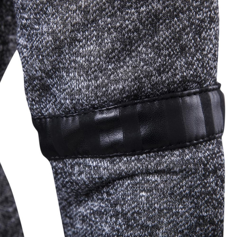 2017 Autumn Winter Hoodies Men Zipper Slim Fit Hoodie PU Patchwork Fleece Cardigan Jacket Hip Hop Mens Hooded Sweatshirt Sudader