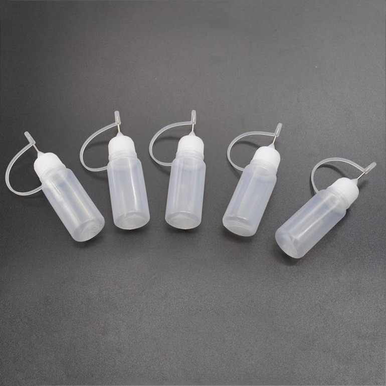 5Pcs/set 10ML Empty Plastic Needle Bottle PE Plastic Dropper Bottles With Screw Metal Needle Cap