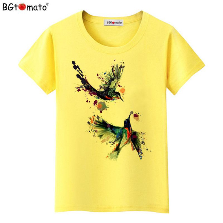 BGtomato Hot sale summer Beautiful birds shirt women top tees new t shirt women short sleeve casual clothes fashion t-shirt