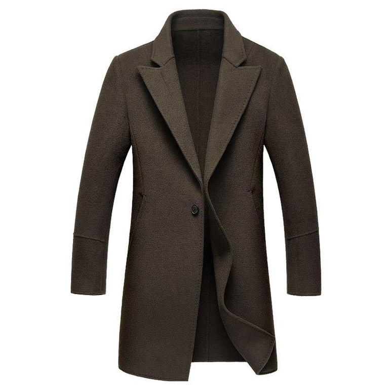 BFSBOYS Winter wool coat men long sections thick woolen coats Mens Casual Fashion Jacket casaco masculino palto coat