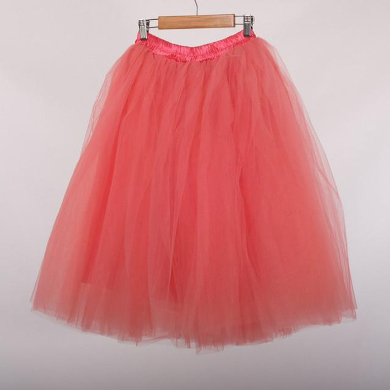 Best Quality 7 Layers Midi Tulle Skirt American Apparel Tutu Skirts Womens Petticoat Elastic Belt 2017 Summer faldas saia jupe