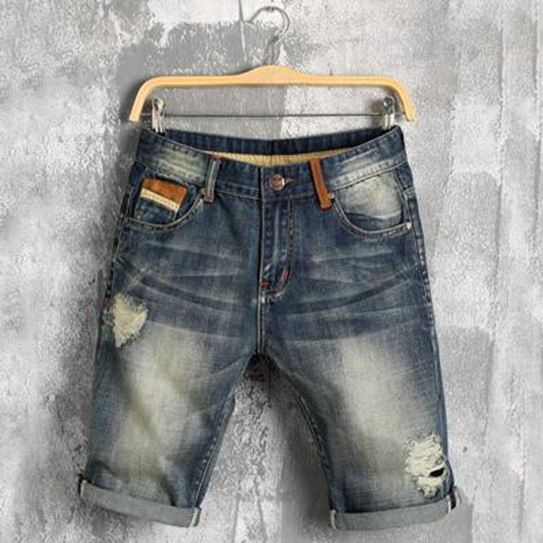 DIMUSI 2017 Men summer denim shorts male jeans men jean shorts bermuda skate board harem mens jogger ankle ripped wave 38,YA619