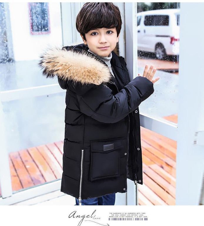 Boys Winter Jacket For Cold Winter Children Thick Duck Down Parkas Animal Fur Collar Kids Outerwear Boy Winter Coat -30 Degree