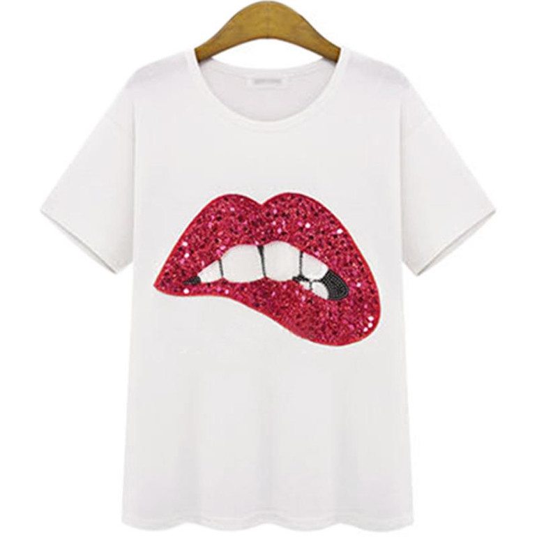 2018 Summer Style Tops Tees Women's T Shirt Women T-Shirt Lips Printed Tshirt Woman Clothes camisetas femininas 2018 Summer Style Tops Tees Women's T Shirt Women T-Shirt Lips Printed Tshirt Woman Clothes camisetas femininas
