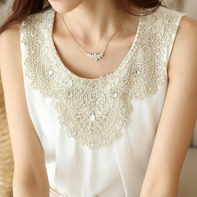 2018 summer new fashion O-neck women's clothing casual sexy sleeveless chiffon women blouse shirt white women tops blusas 036 30