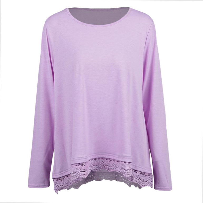 2018 Summer Hot Plus Size 3XL 4XL 5XL T Shirt Women Lace T-Shirt Long Sleeve Irregular Hem Oversize Tops Tee Casual Tunic female