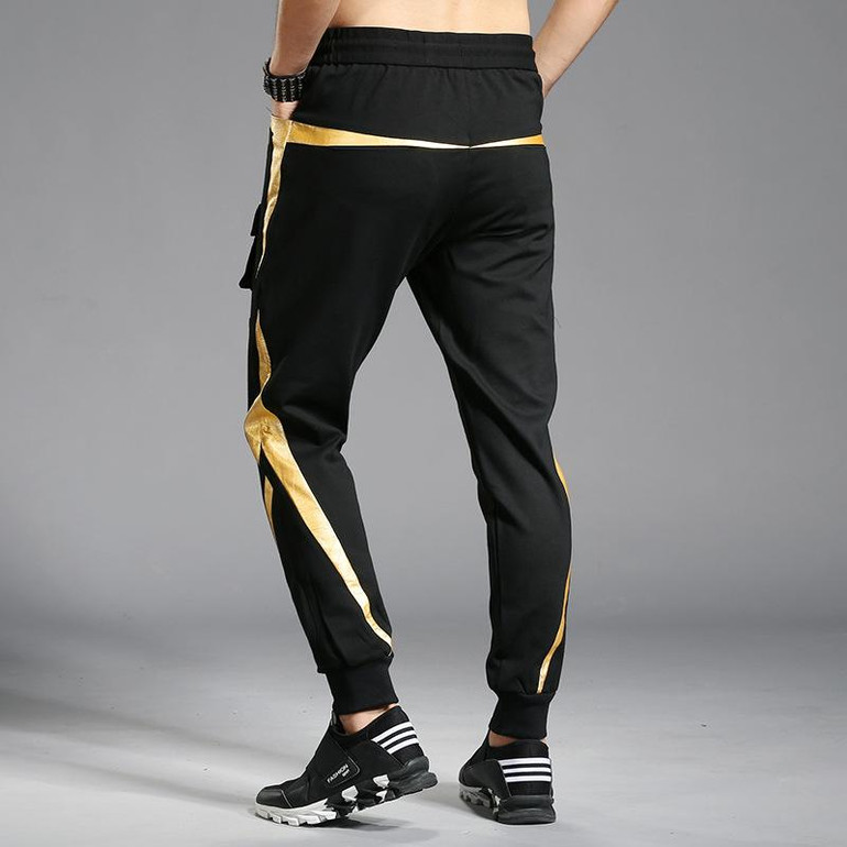 Autumn Winter Men Cargo Sweatpants With Pocket And Stripped Cotton Casual Slim Fitness Joggers Harem Men Trousers Black Punk