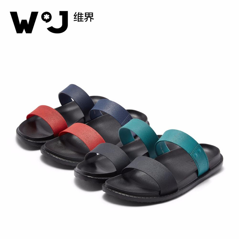 W.J 2017 New Summer Cool Water Genuine Leather Flip Flops Men High quality Soft Massage Beach Slippers,Fashion Man Casual Shoes