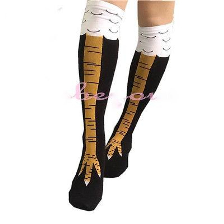 2017 Creative New Women Chicken Socks With Chicken Print toe Trendy Women Fashion 3D Cartoon Thigh High Sale Chicken Toe Feet