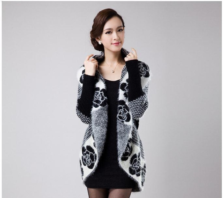 Autumn Flower Knitted Cashmere Cardigan Women Warm Winter Sweaters Jacket Korean Long Loose Women'S Sweater Cardigan Autumn Flower Knitted Cashmere Cardigan Women Warm Winter Sweaters Jacket Korean Long Loose Women'S Sweater Cardigan