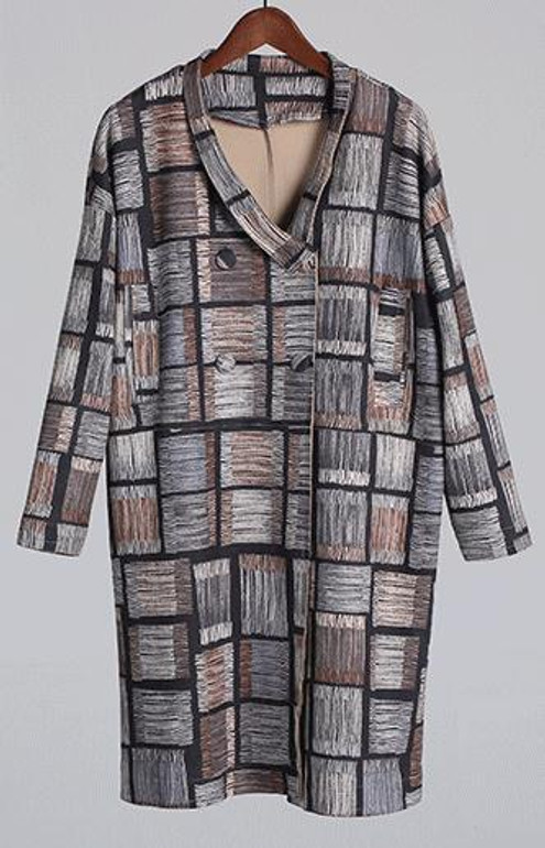 Autumn winter women classic plaid trench coats Ladies turn-down collar printing Fashion outwear vintage clothing S560802