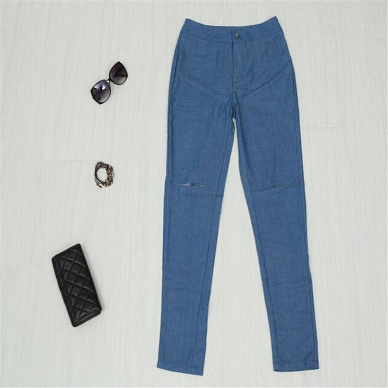 2018 Denim Jeans Pants Women Brand Big Hole Ripped Designer Jean Woman Trousers Vintage Spring Summer Capris Pencil Pants K103