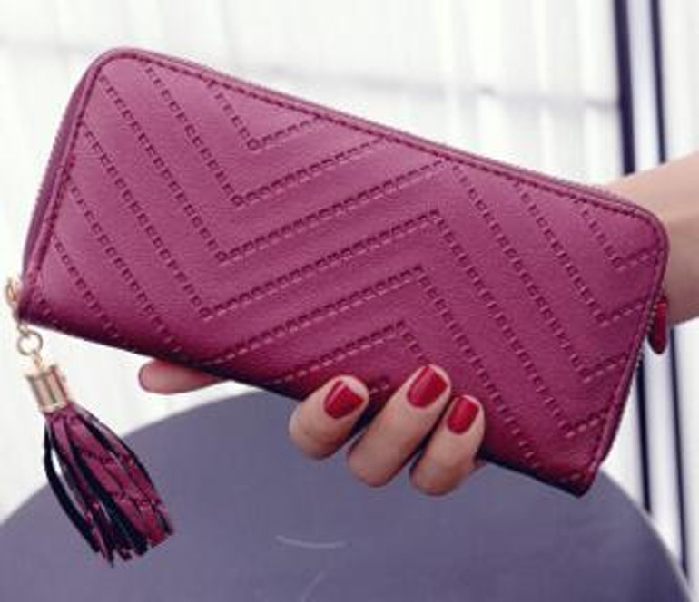 Attra-Yo women wallet high quality leather dollar price tassel women purse card holder Carteira Feminina LM4113ay