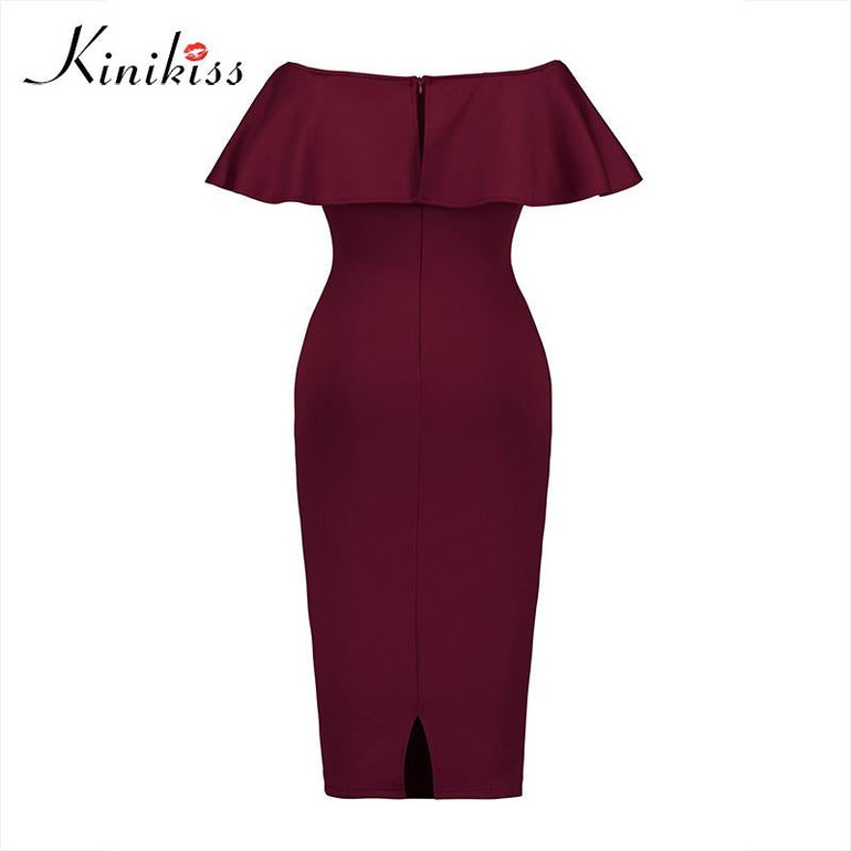 Kinikiss Women Spring Bodycon Dress Ruffle Off The Shoulder Backless Party Dress Sexy Women Sleeveless Club Blue Bodycon Dress