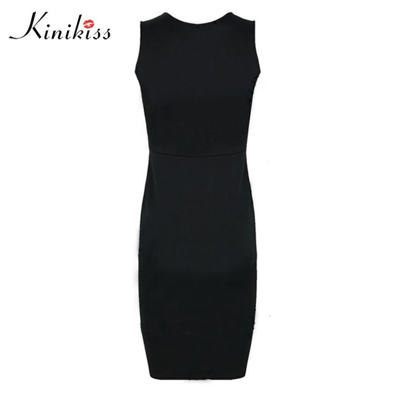 Kinikiss women office dress 2018 summer black sleeveless bodycon dress spring sheath sexy fashion spring elegant bodycon dresses