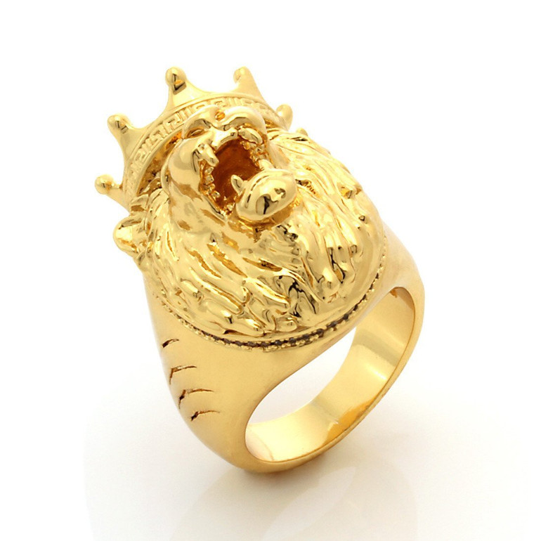 King Ice 14K Gold Solid Roaring Lion Ring King Ice 14K Gold Solid Roaring Lion Ring