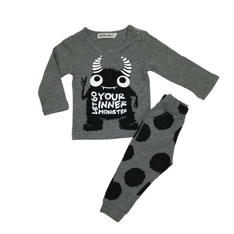 New 2017 Autumn and Spring Little Monsters Baby Boy Clothes Newborn Baby Girl Clothing Sets Long Sleeve Infant 2pcs Suit New 2017 Autumn and Spring Little Monsters Baby Boy Clothes Newborn Baby Girl Clothing Sets Long Sleeve Infant 2pcs Suit