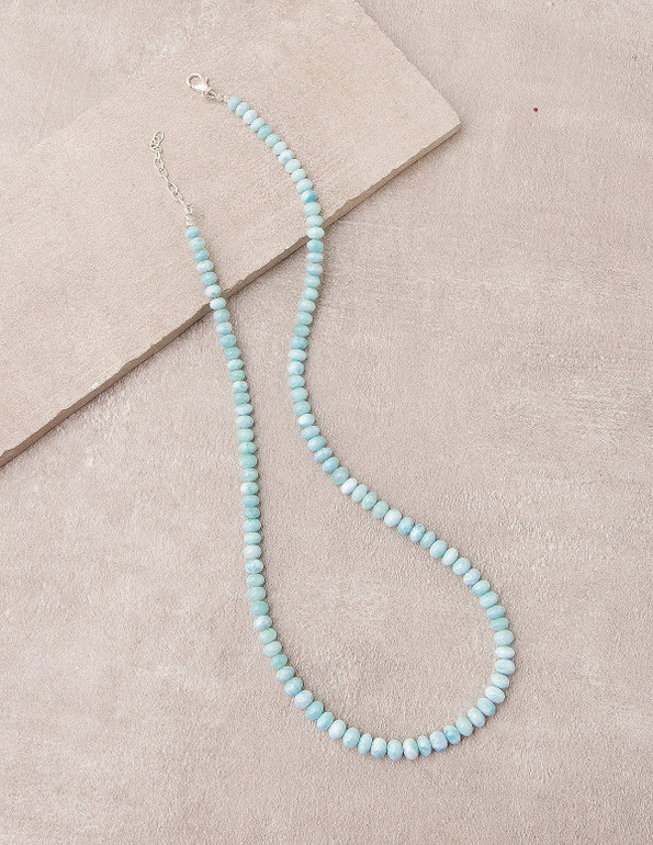 Larimar Beaded Necklace 5-6mm