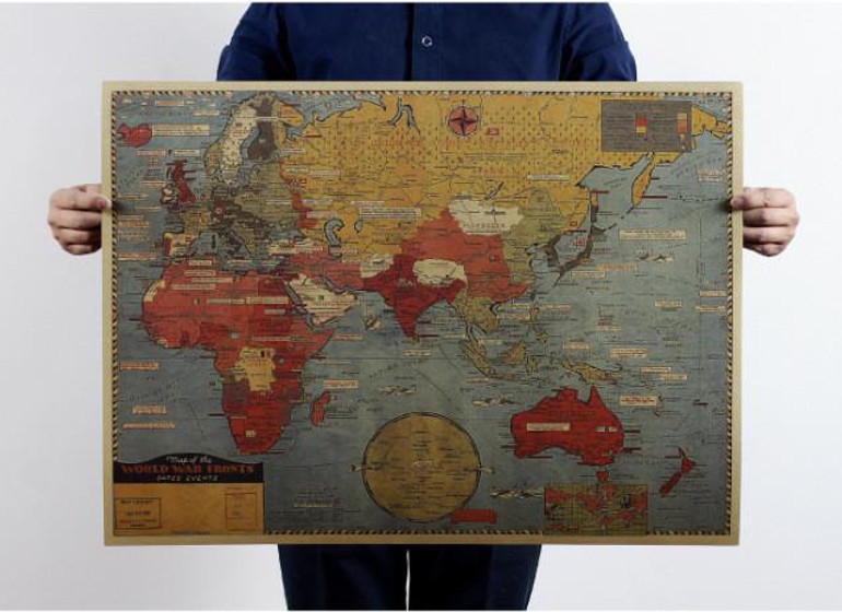 Large Vintage Style Retro Kraft Paper Poster Gifts Home Decoration Globe The Old World Map