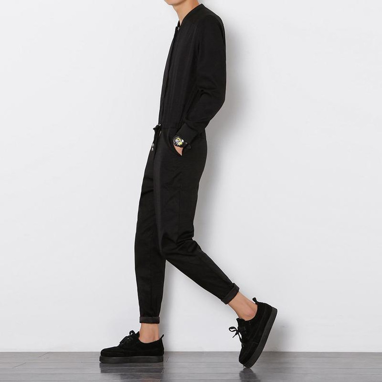 Spring Autumn New Men Jumpsuit Male Long Sleeve Casual Harem Pant Overalls Hip-hop Fashion Trousers  Black Jumpsuit Q252