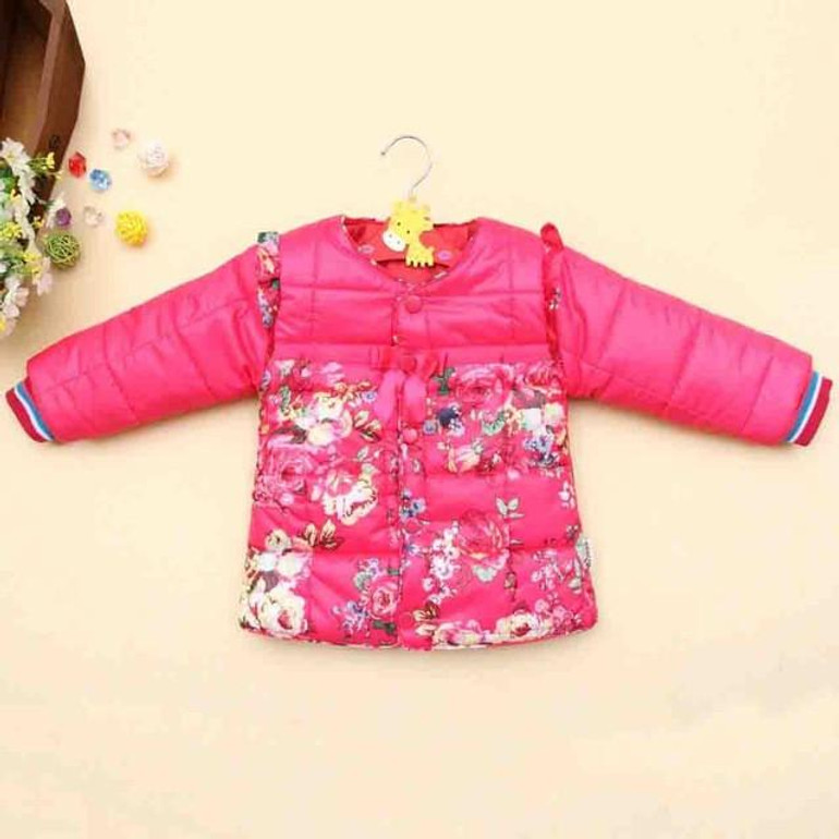 BibiCola small flower winter kid girl hooded outwear baby Korean cotton warm jacket children thick fashion parkas child clothes