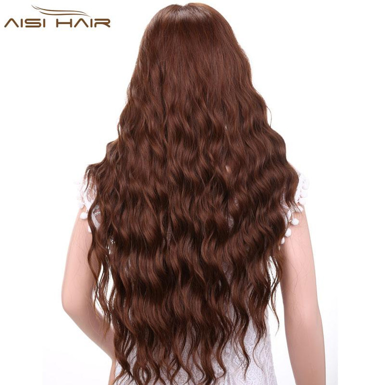 I's a wig Synthetic Brown Blonde Red Black Heat Resistant Hair Water Wave Wigs for Black Women