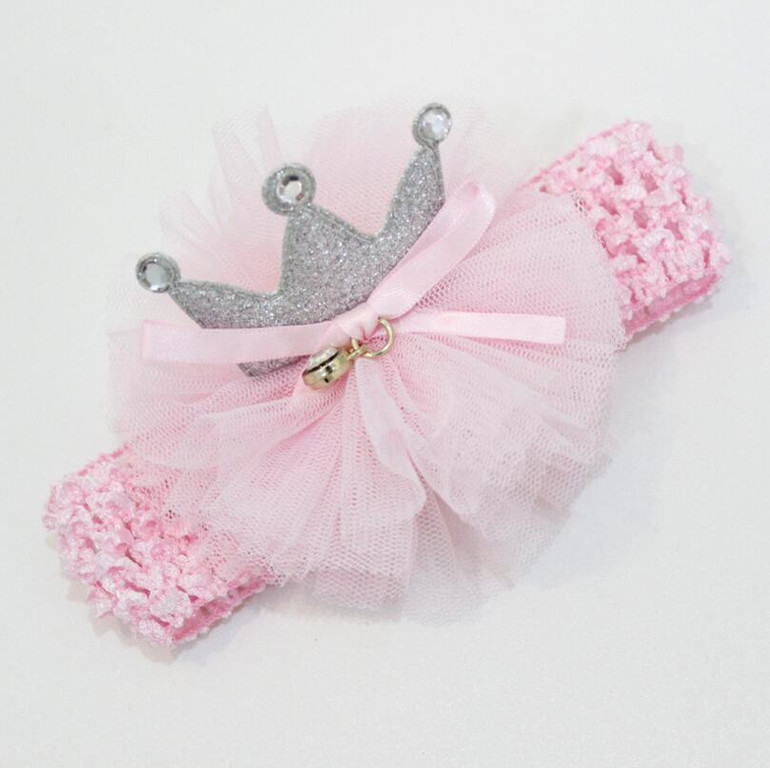 Kids Glitter light chiffon Crown hairpin Hair clips Newborn Toddlers tiara Headbands gold color headwear DIY Hair Accessories J4