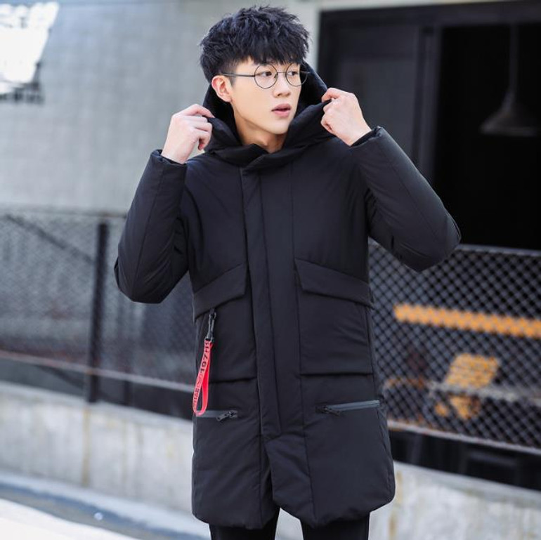 BTKSYXGS 2017 New winter men's down jacket coat Tide fashion Medium-long Thick warm Hooded parka outerwear 991