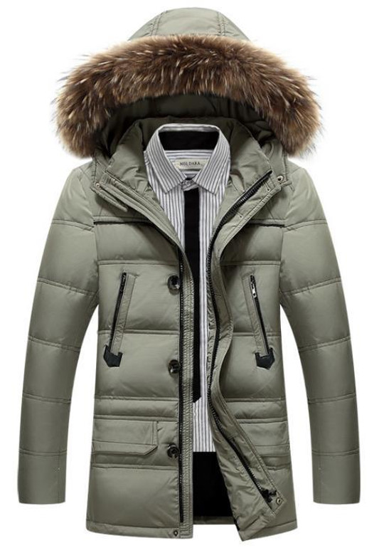 BTKSYXGS 2017 New winter men's down jacket coat parka Fashion Medium-long Thick warm large fur collar Hooded outerwear overcoat