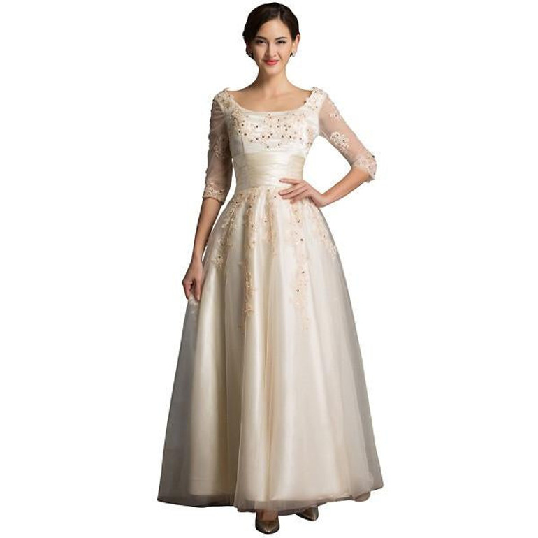 Robe De Soiree Elegant Grace Karin Beaded Lace Tulle Ball Formal Tea Length Evening Dresses Gowns Party Dress With Sleeves 6051 Robe De Soiree Elegant Grace Karin Beaded Lace Tulle Ball Formal Tea Length Evening Dresses Gowns Party Dress With Sleeves 6051