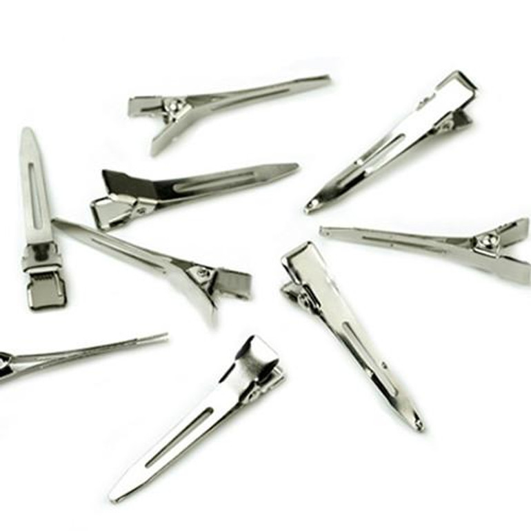 2016 hot50 pcs Silver Flat Metal Single Prong Alligator Hair Clips Barrette for Bows DIY Hairstyle Accessories 8SEB