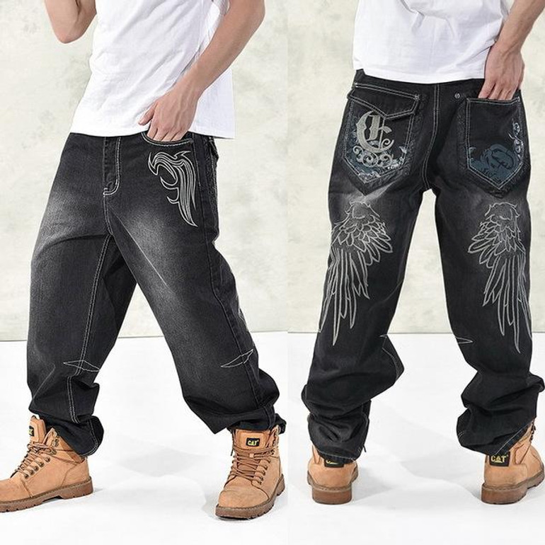 NEW 2016 Fashion Baggy style men's jeans hip hop dancers loose big size jeans boys skateboard jeans rap plus size 30-46