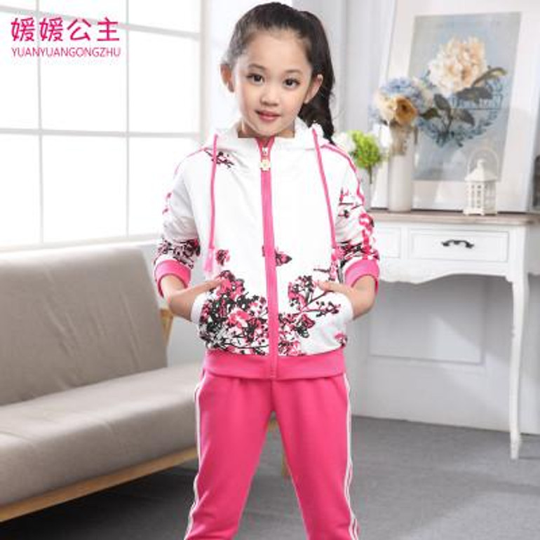 2017 Spring Baby Girls Clothes Jacket Floral Kids Hoodies+Pants Kids Tracksuit For Girls Clothing Sets Girls Sport Suit  291